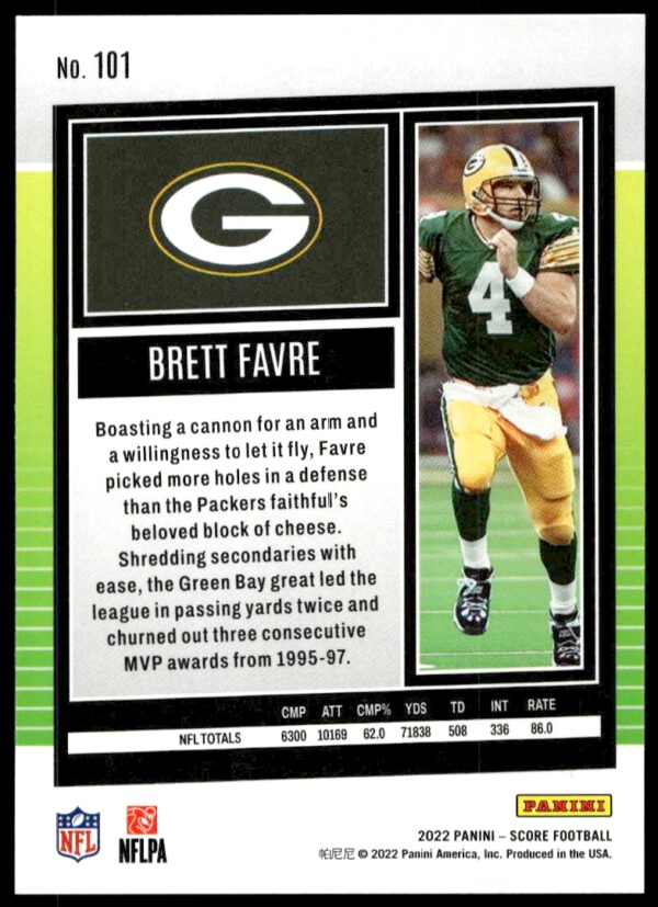 2022 Panini Score Brett Favre #101 (Back)