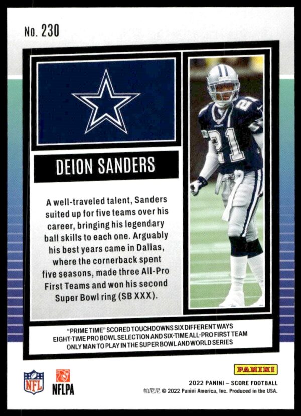 2022 Panini Score Deion Sanders #230 (Back)