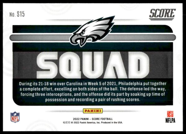 2022 Panini Score Philadelphia Eagles Squad #S15 (Back)