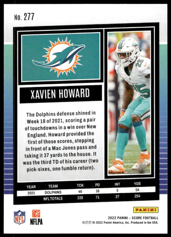 2022 Panini Score Xavien Howard #277 (Back)