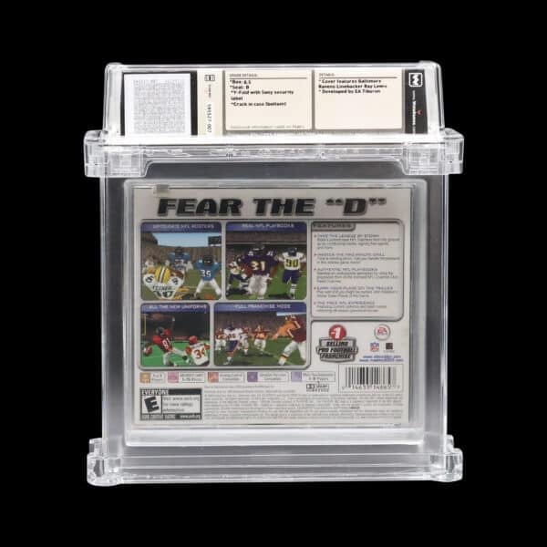 Collectible Madden NFL 2005 PlayStation game in protective case, showing gameplay screenshots.