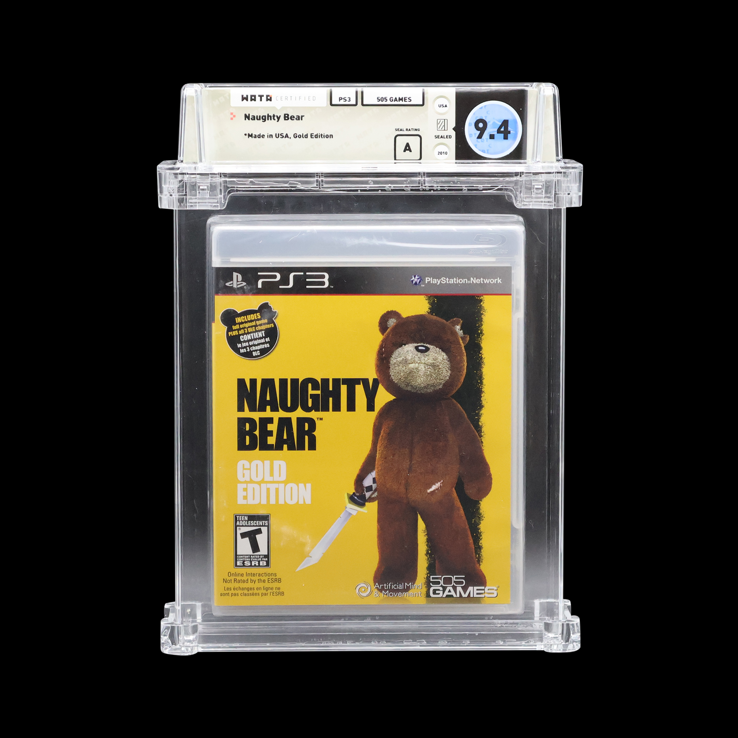 Sealed Naughty Bear Gold Edition PS3 game, graded 9.4 by WATA.