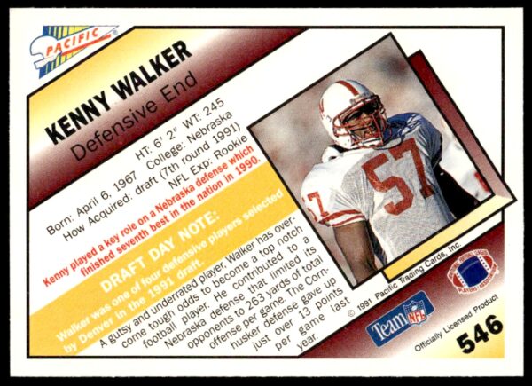 1991 Pacific Kenny Walker #546 (Back)