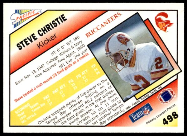 1991 Pacific Steve Christie #151 (Back)