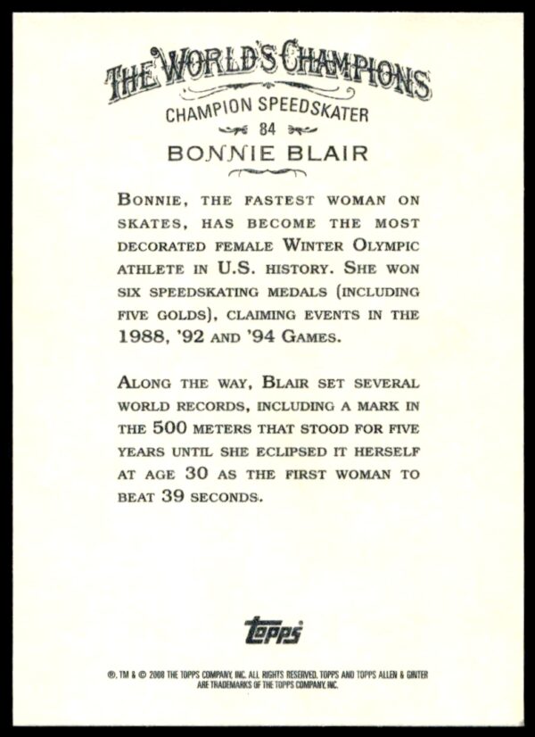 2008 Topps Allen & Ginter Bonnie Blair #84 (Back)