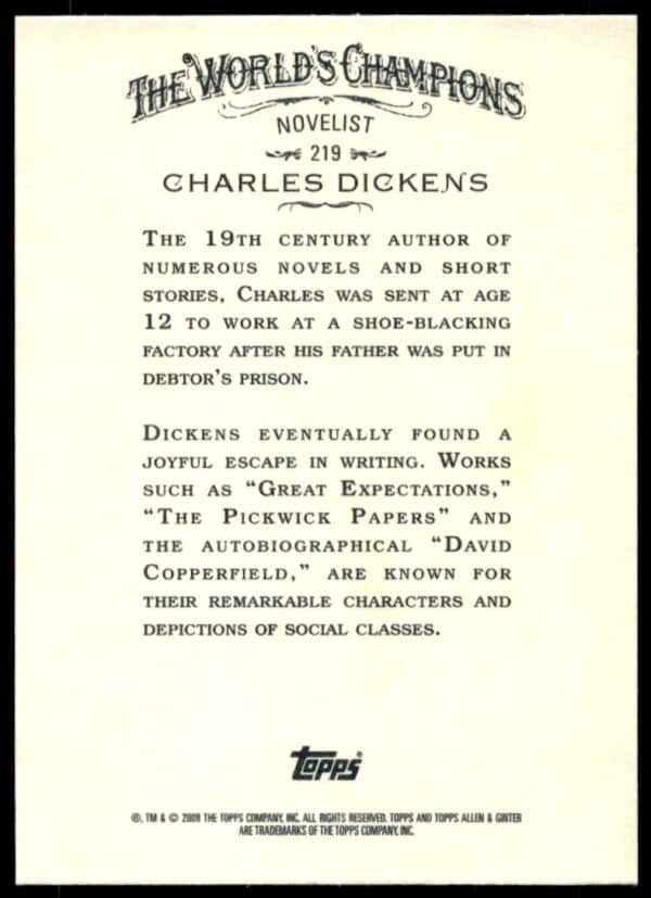 2008 Topps Allen & Ginter Charles Dickens #219 (Back)