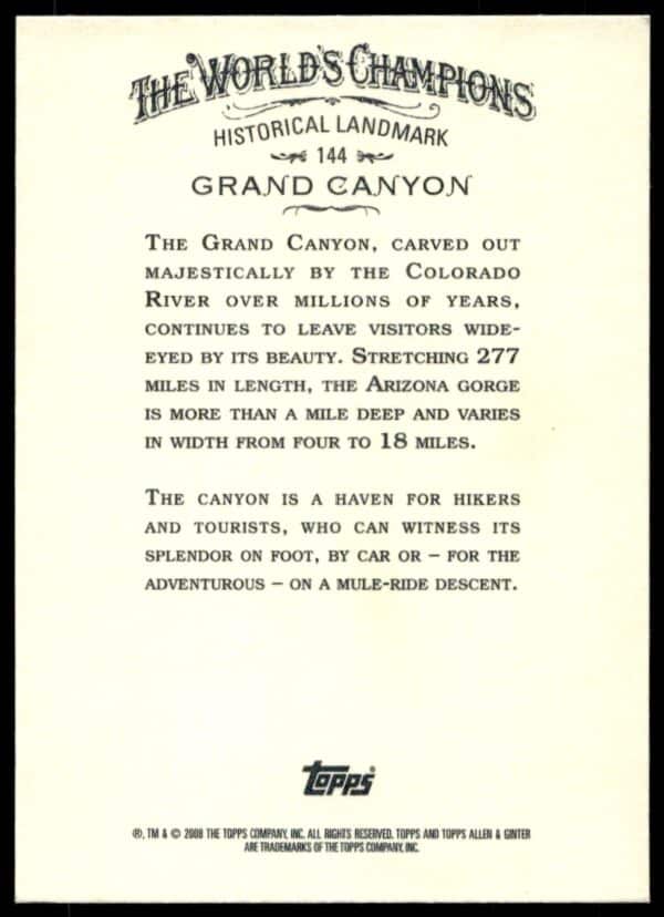 2008 Topps Allen & Ginter Grand Canyon #144 (Back)