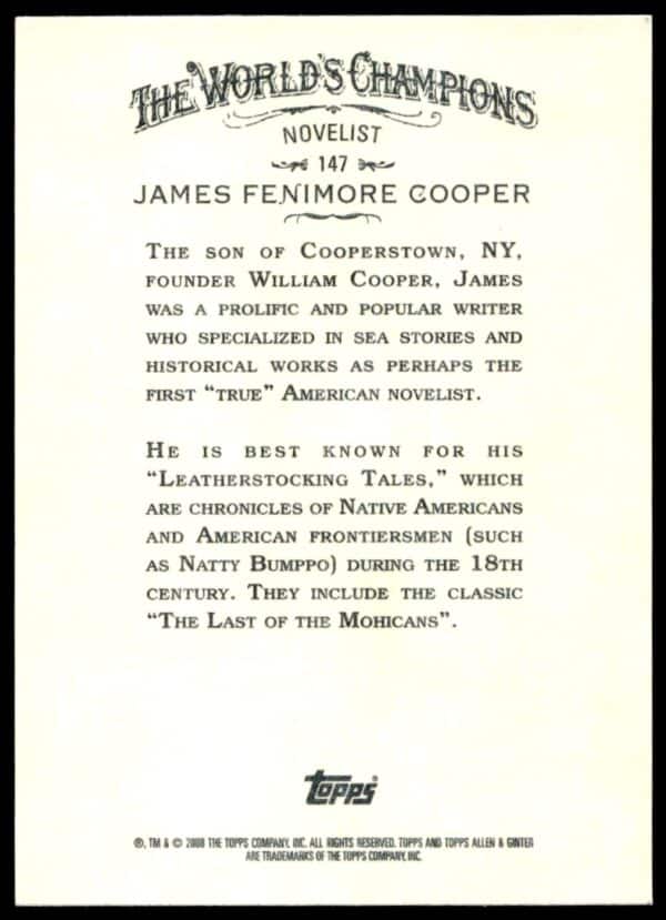 2008 Topps Allen & Ginter James Fenimore Cooper #147 (Back)