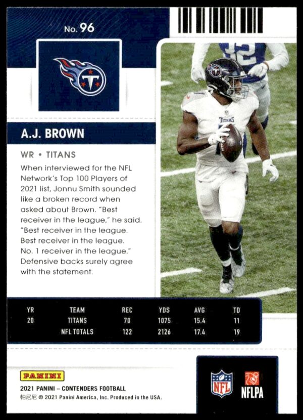 2021 Panini Contenders A.J. Brown #96 (Back)