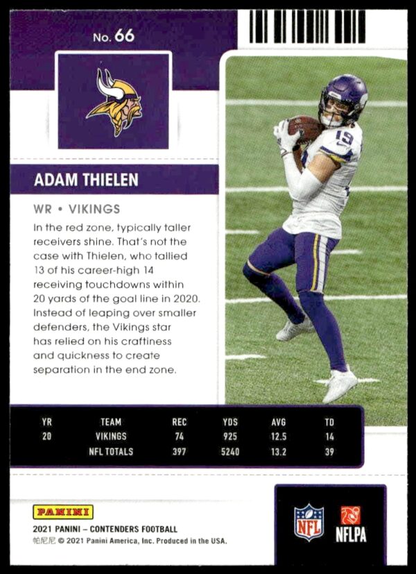 2021 Panini Contenders Adam Thielen #66 (Back)