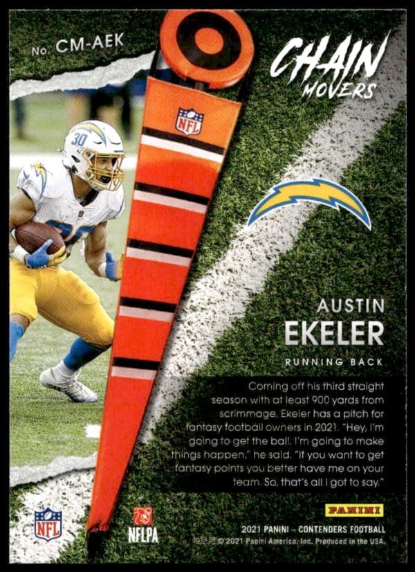 2021 Panini Contenders Austin Ekeler Chain Movers #CM-AEK (Back)