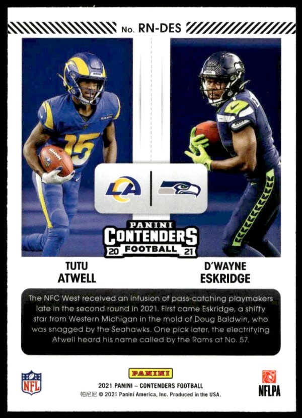 2021 Panini Contenders D'Wayne Eskridge / Tutu Atwell Round Numbers #RN-DES (Back)