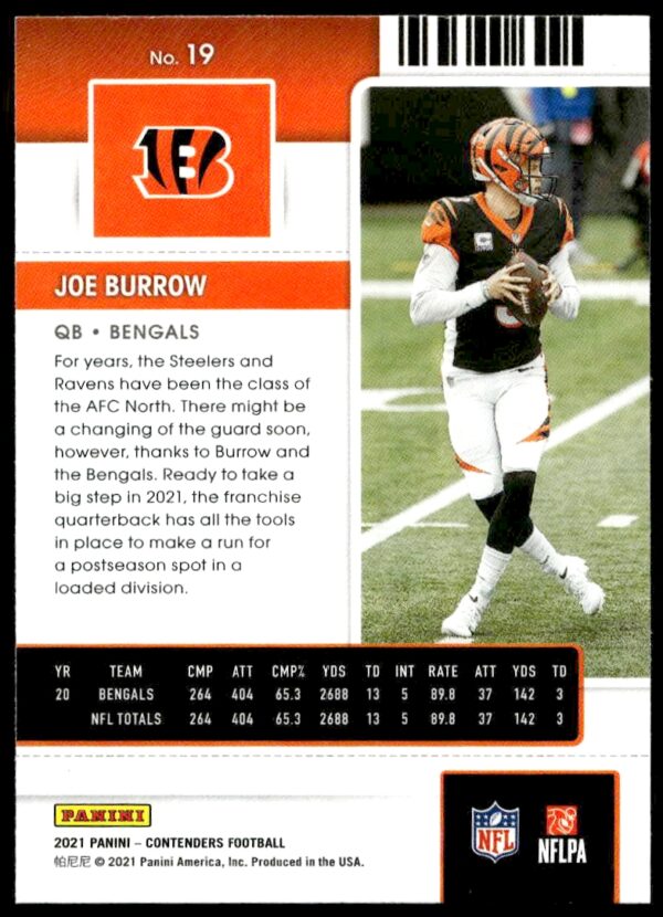 2021 Panini Contenders Joe Burrow #19 (Back)