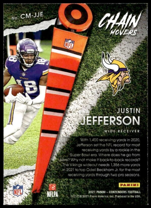 2021 Panini Contenders Justin Jefferson Chain Movers #CM-JJE (Back)