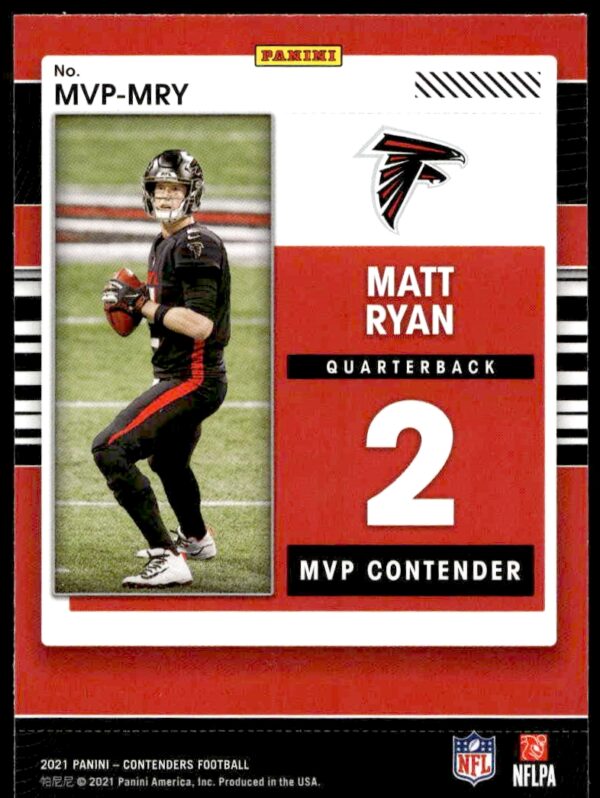 2021 Panini Contenders Matt Ryan MVP Contenders #MVP-MRY (Back)