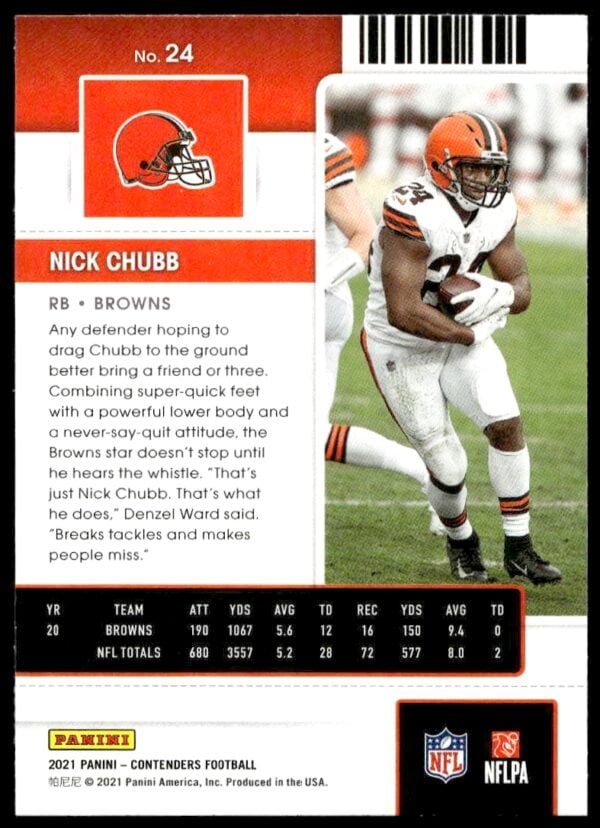 2021 Panini Contenders Nick Chubb #24 (Back)