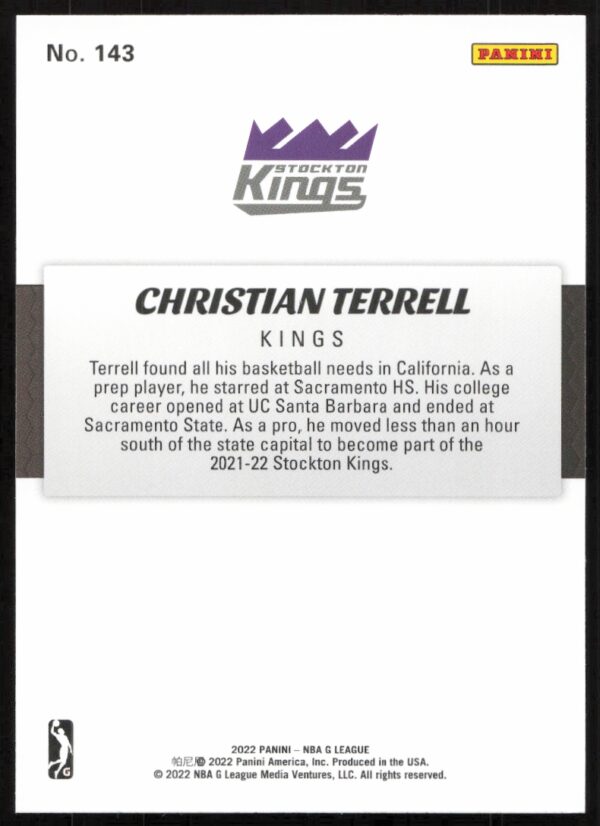 2022 Panini NBA G League Christian Terrell #143 (Back)