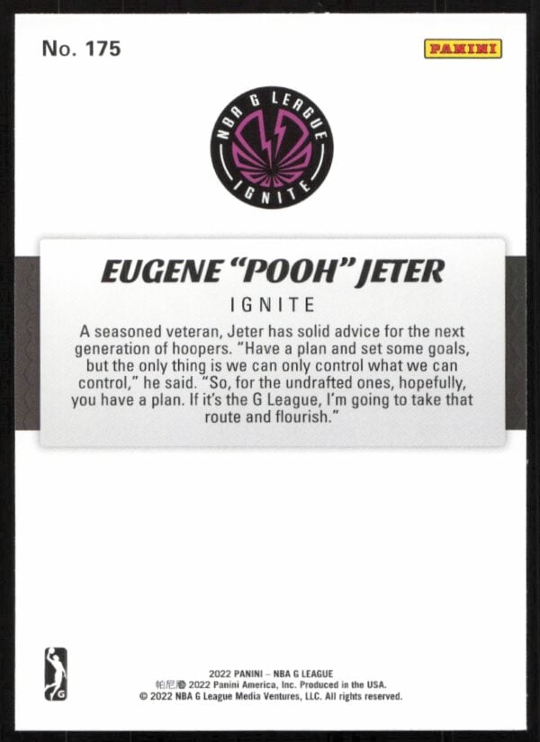 2022 Panini NBA G League Eugene "Pooh" Jeter #175 (Back)