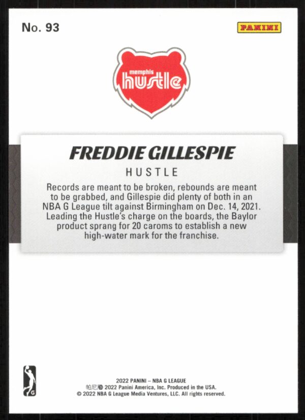 2022 Panini NBA G League Freddie Gillespie #93 (Back)