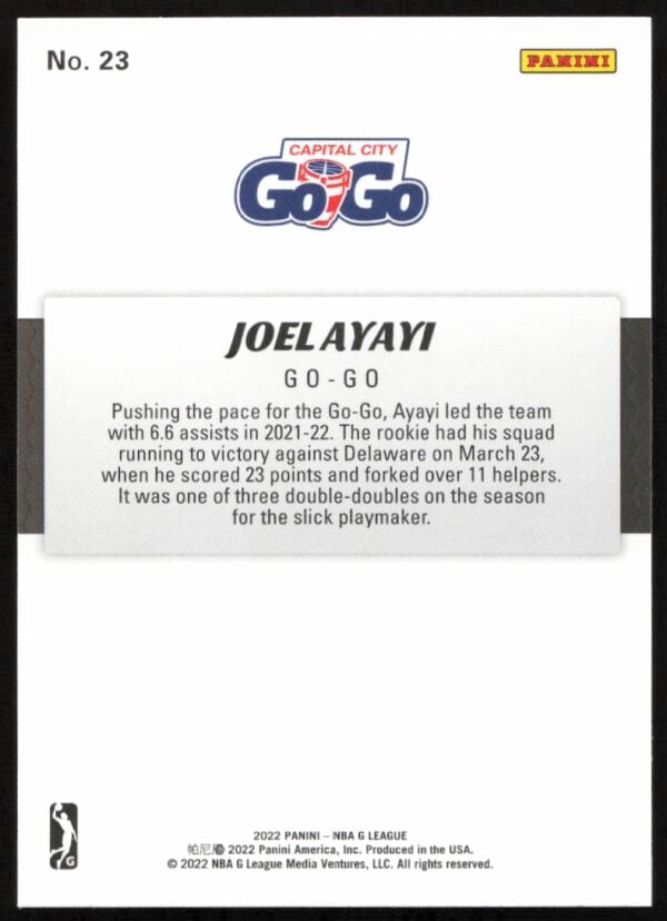 2022 Panini NBA G League Joel Ayayi #23 (Back)