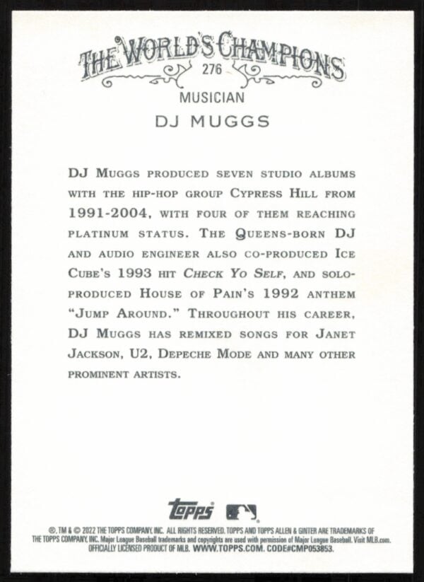 2022 Topps Allen & Ginter DJ Muggs #276 (Back)