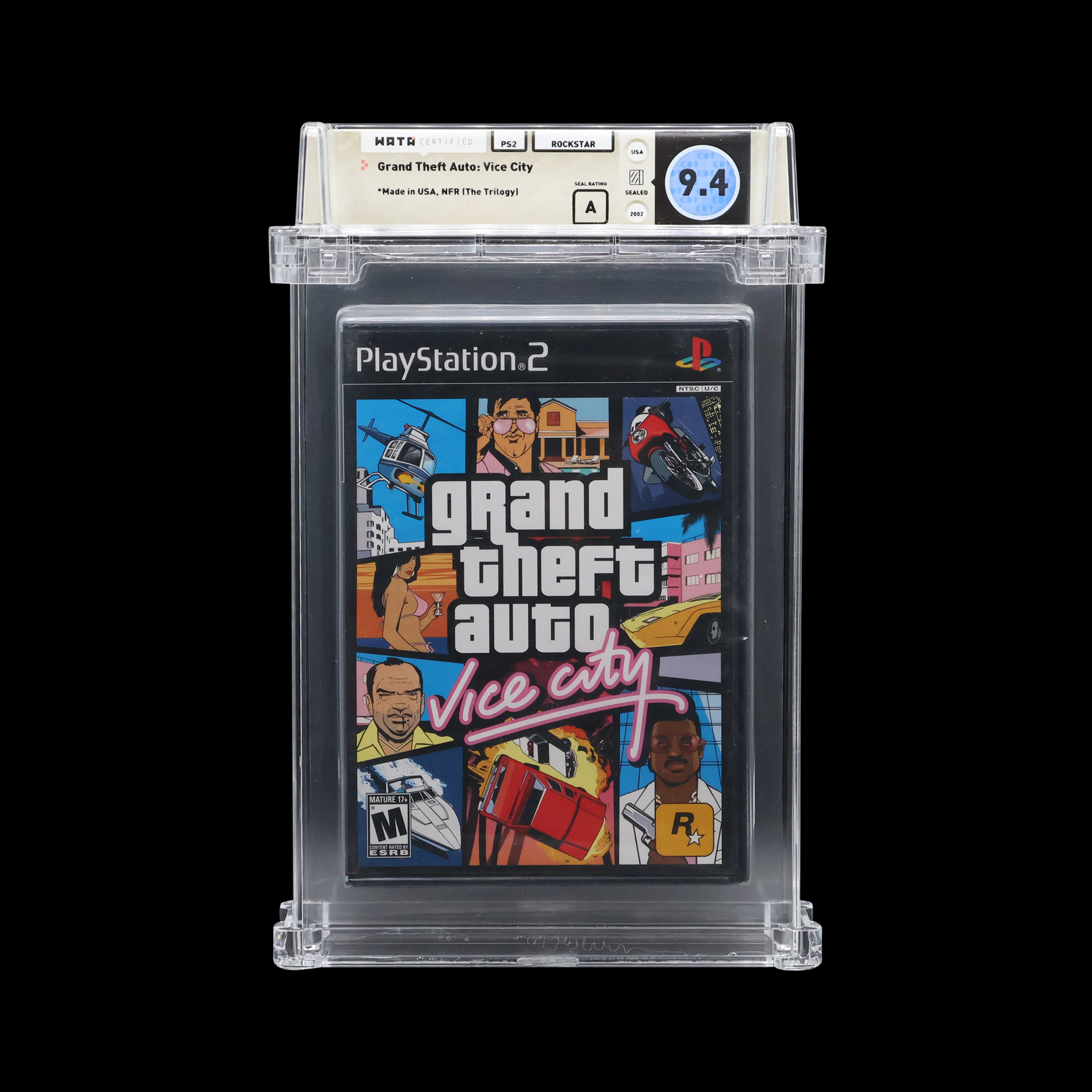 Collectors sealed copy of PlayStation 2s Grand Theft Auto: Vice City with a 9.4 grade.