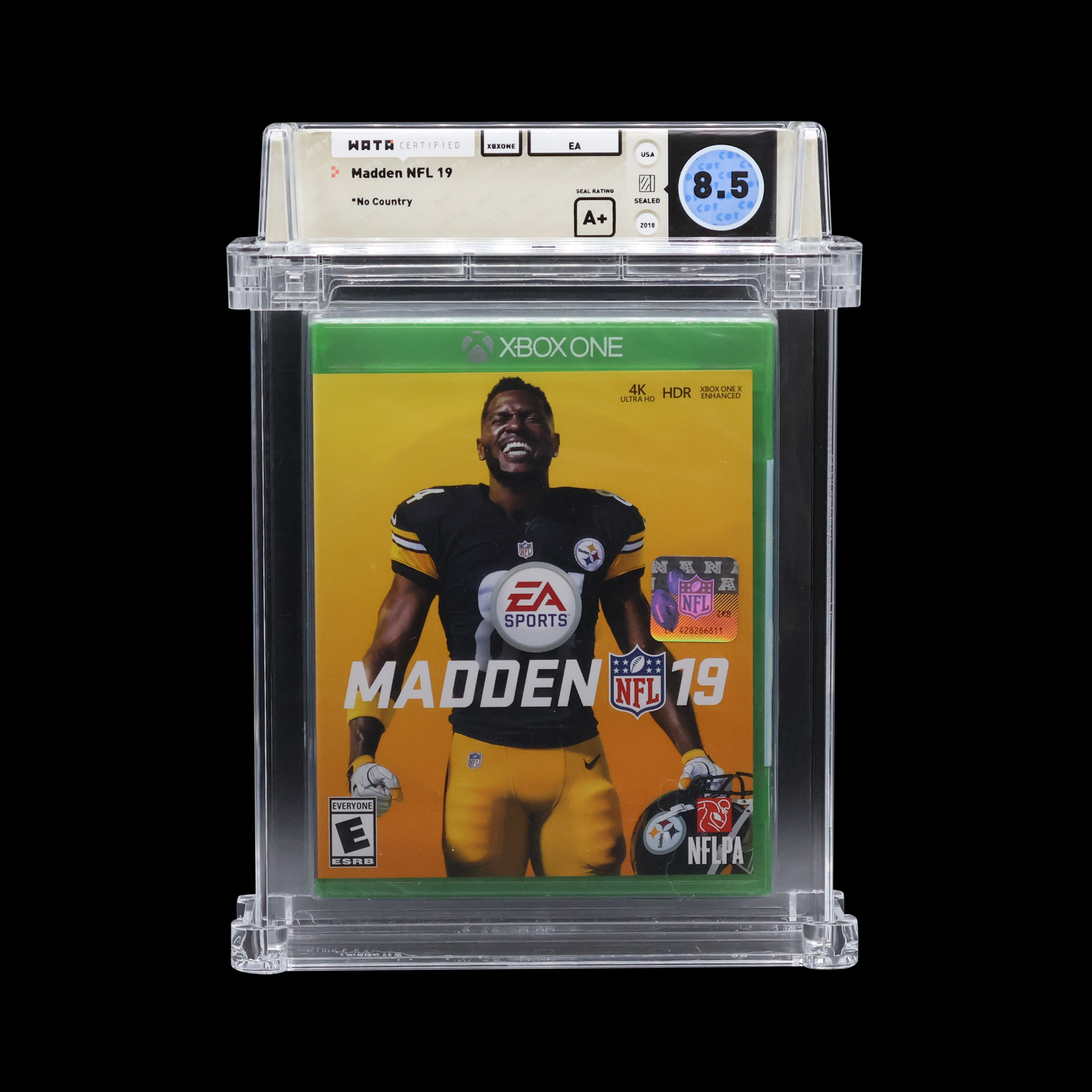Madden NFL 19 Xbox One game with WATA 8.5 graded seal.