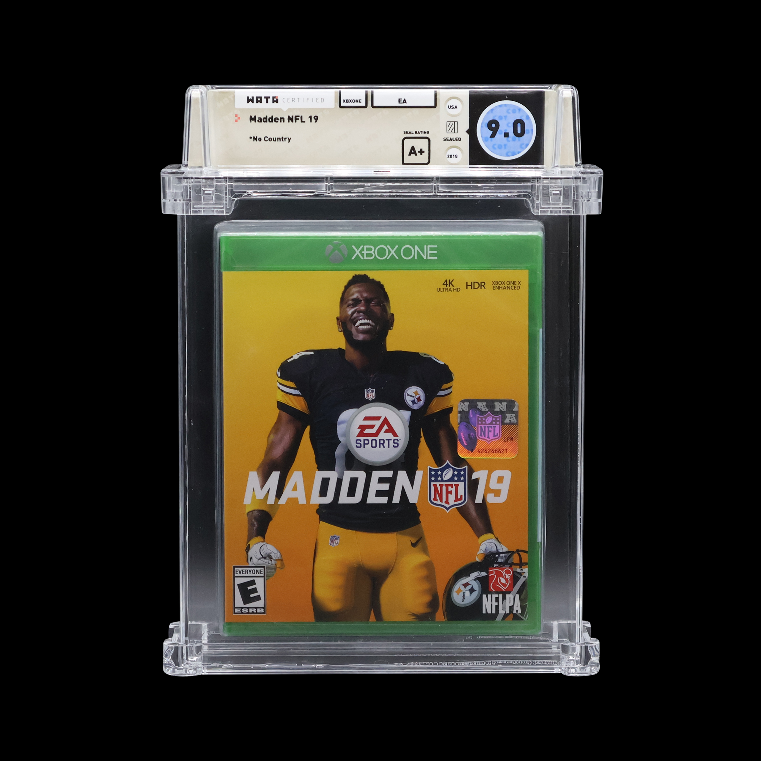 Mint condition Madden NFL 19 Xbox One game in protective slab.