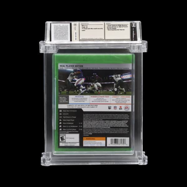 Collectible Madden NFL 19 PlayStation game in graded acrylic case.