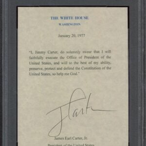 PSA-certified autograph of Jimmy Carters Presidential Oath, key memorabilia in American political history.