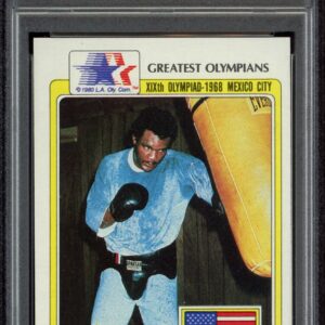 George Foreman 1983 Topps Olympians card, graded PSA 8, showcasing Olympic boxing excellence.