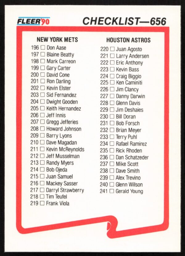 1990 Fleer Checklist #656 (Front)