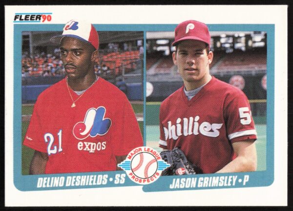 1990 Fleer Delino DeShields / Jason Grimsley #653 (Front)