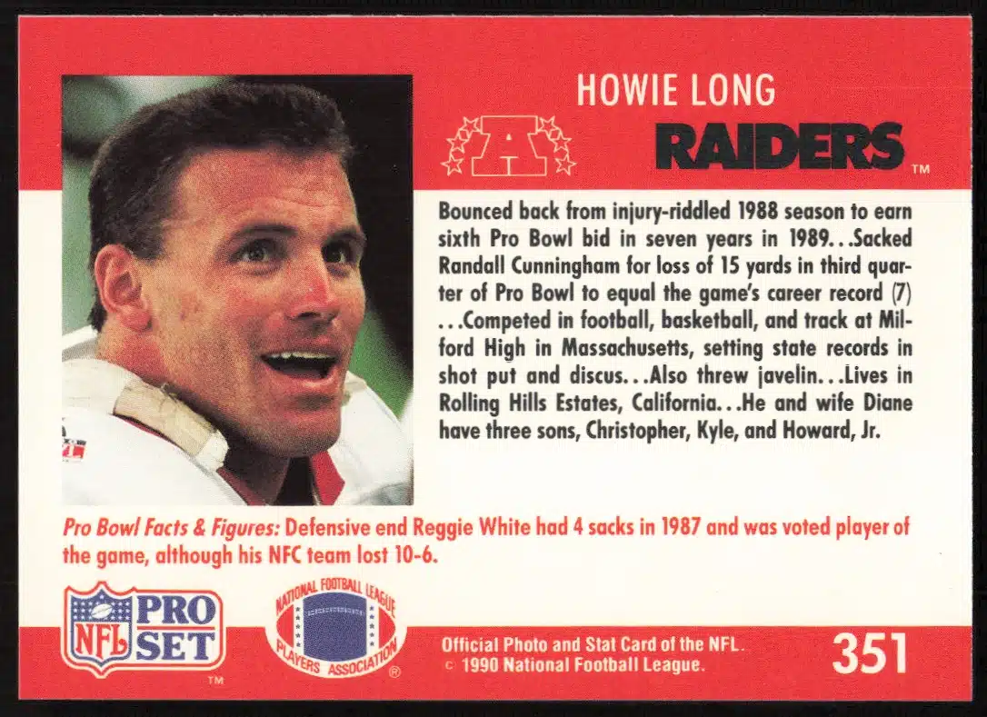 : 1990 Pro Set Football Card #351 Howie Long