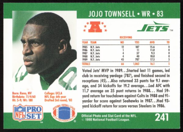 1990 Pro Set Jo Jo Townsell #241 (Back)