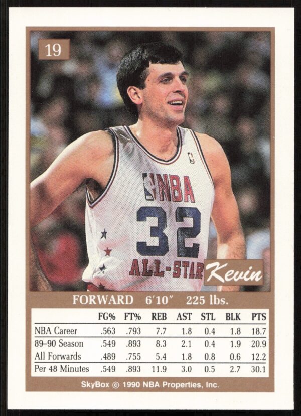 1990 SkyBox Kevin McHale #19 (Back)