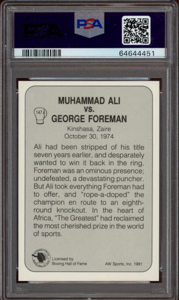 PSA-graded ticket from 1974 Rumble in the Jungle Muhammad Ali vs. George Foreman boxing match.