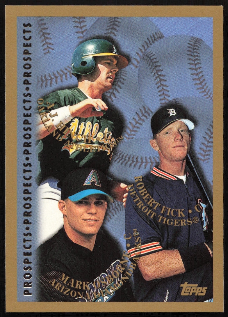 1998 Topps A.J. Hinch / Mark Osborne / Robert Fick Prospects #487 (Front)