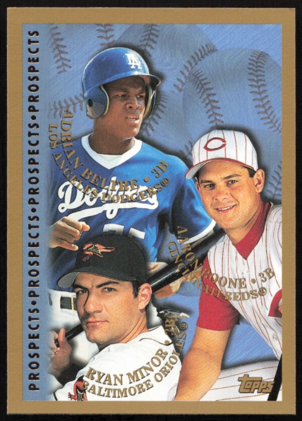 1998 Topps Adrian Beltre / Aaron Boone / Ryan Minor Prospects #254 (Front)
