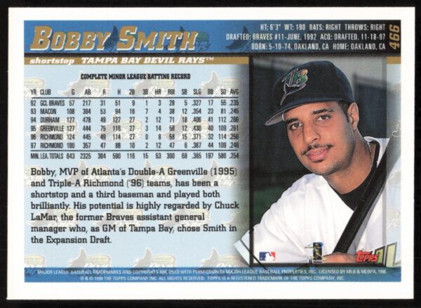 1998 Topps Bobby Smith #466 (Back)