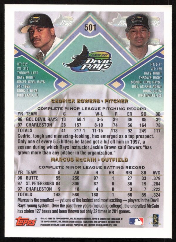 1998 Topps Cedrick Bowers / Marcus McCain #501 (Back)