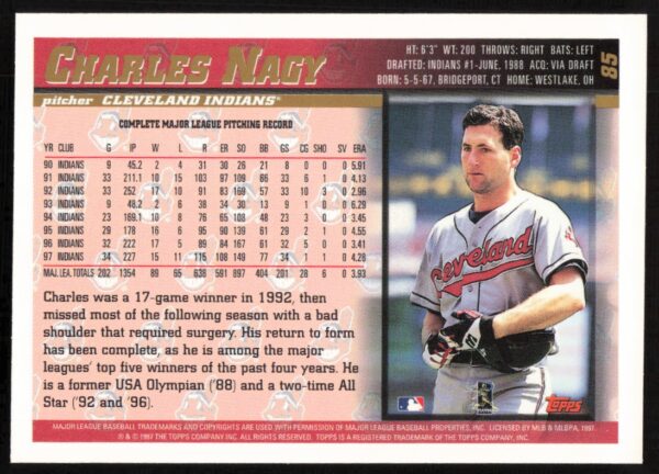 1998 Topps Charles Nagy #85 (Back)