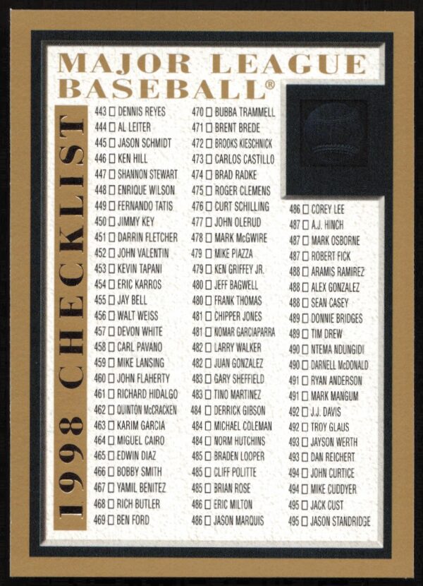 1998 Topps Checklist 443 - 503 / Subsets Checklist #503 (Front)