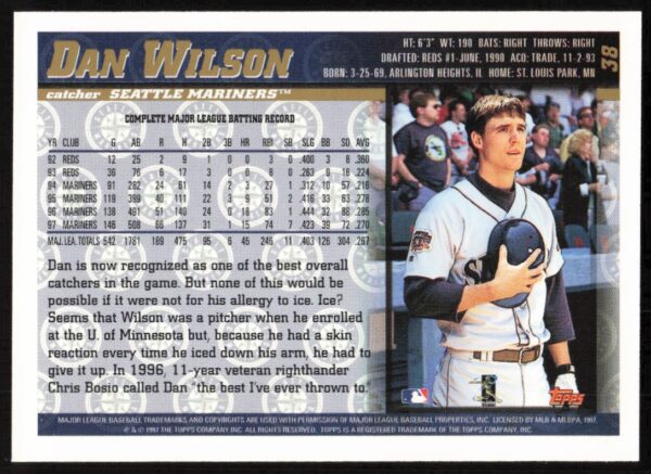 1998 Topps Dan Wilson #38 (Back)