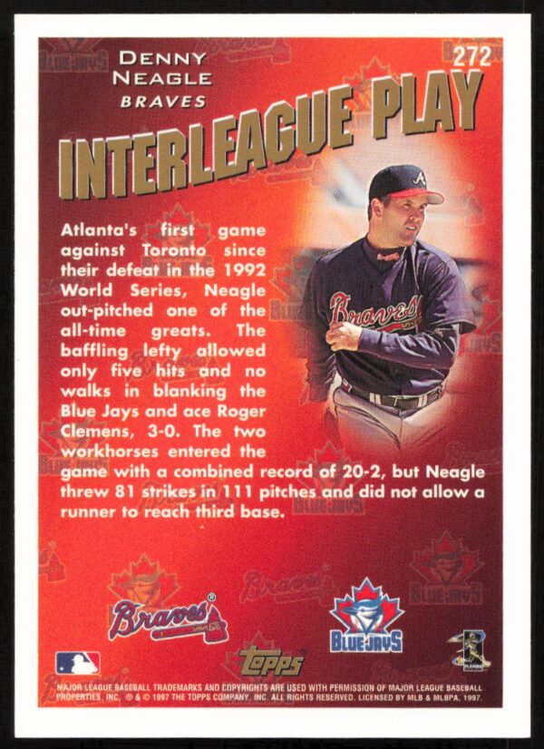 1998 Topps Denny Neagle Interleague Play #272 (Back)