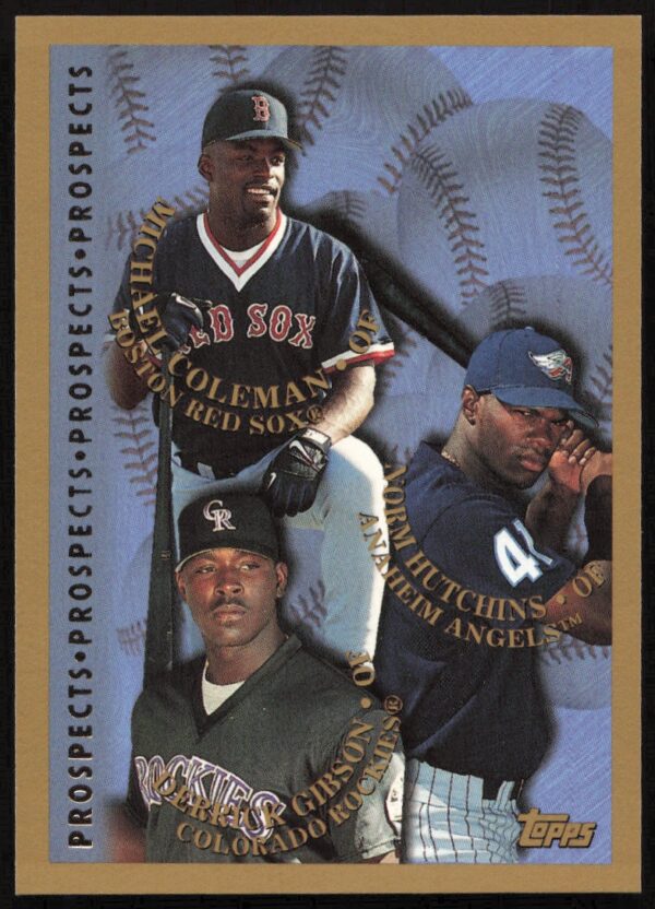 1998 Topps Derrick Gibson / Michael Coleman / Norm Hutchins Prospects #484 (Front)