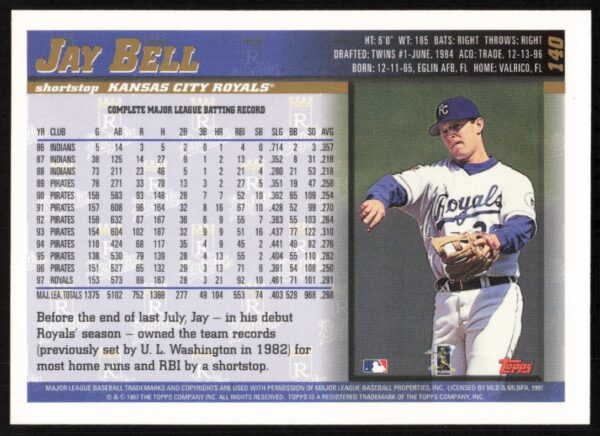 1998 Topps Jay Bell #140 (Back)