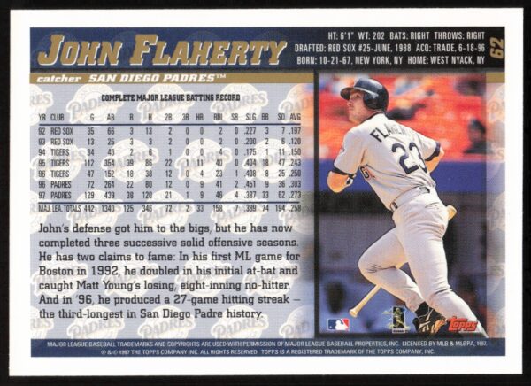 1998 Topps John Flaherty #62 (Back)