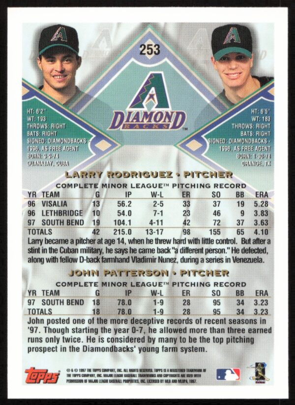 1998 Topps John Patterson / Larry Rodriguez #253 (Back)