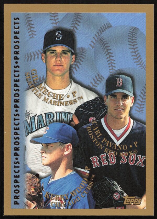 1998 Topps Kerry Wood / Carl Pavano / Gil Meche Prospects #256 (Front)